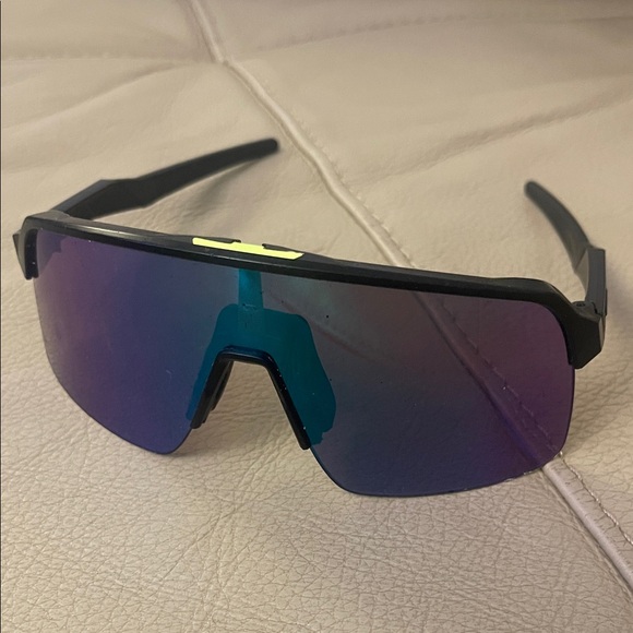 Oakley Matte Black Sunglasses with Violet Lenses - Picture 1 of 4